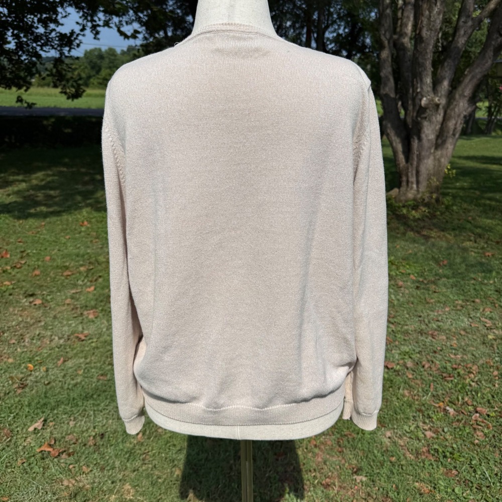 Alfred Dunner Y2K VTG Fall Patchwork Embroidered Sweater Women Tan Blue Large - Picture 2 of 11